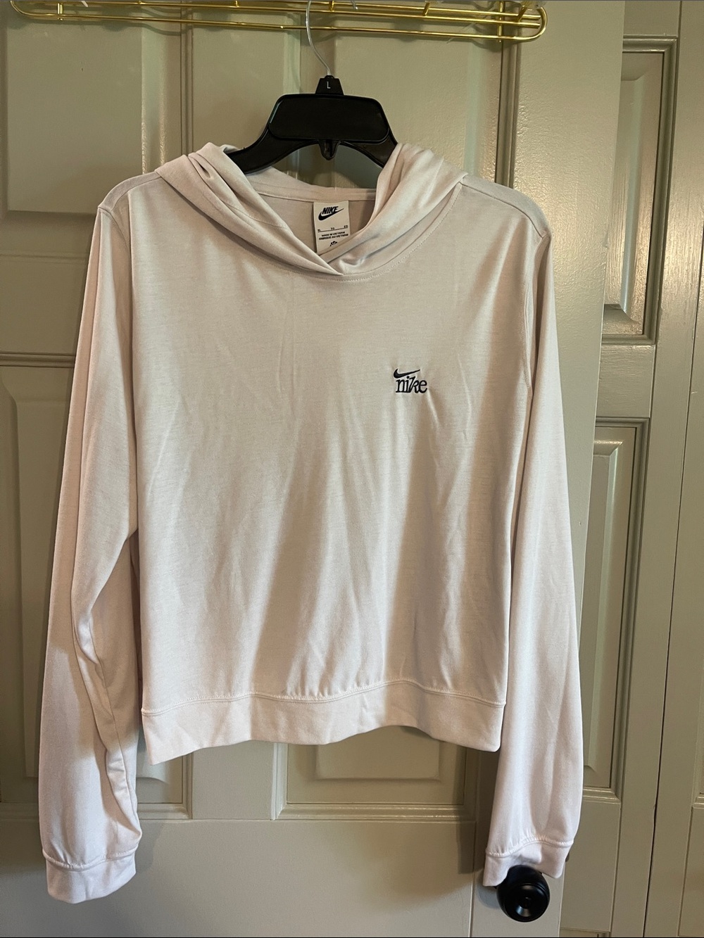 Nike Women's White Lightweight Hooded Sweatshirt with Mini Logo